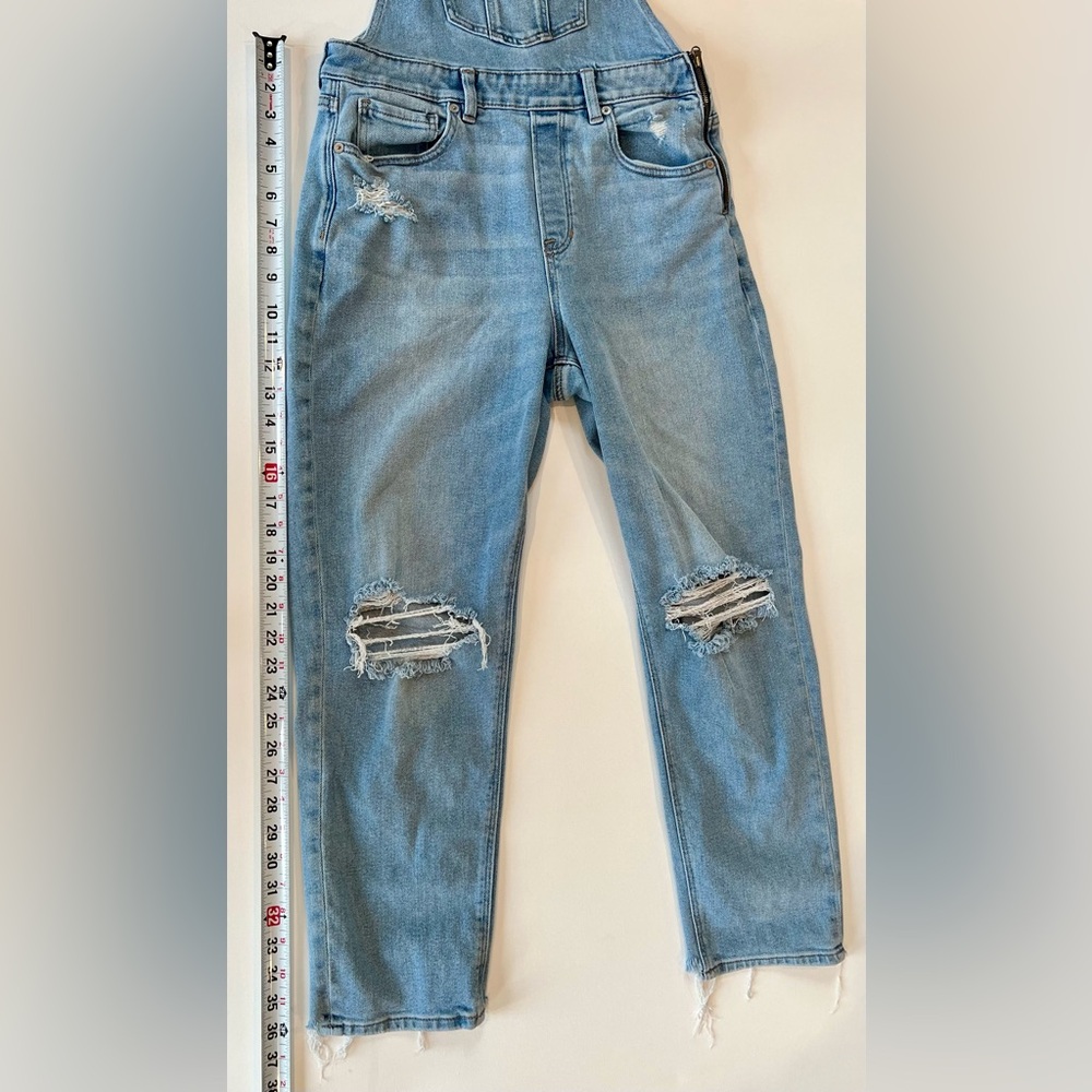 American Eagle Outfitters Mom Denim Distressed Overalls - Picture 3 of 13